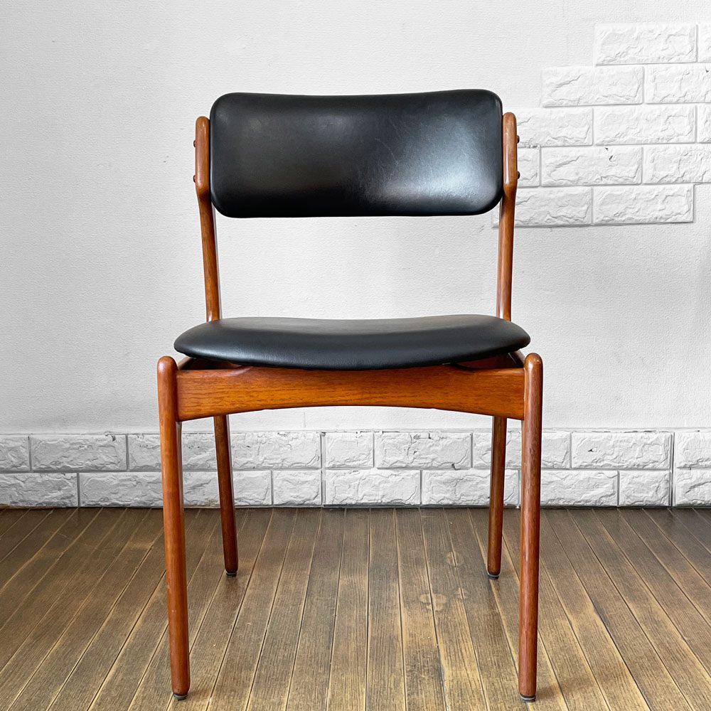 オーディーモブラー O.D.Mobler Model49 チーク材 ダイニングチェア レザー ブラック エリックバック Erick buch 北欧 デンマーク ◎