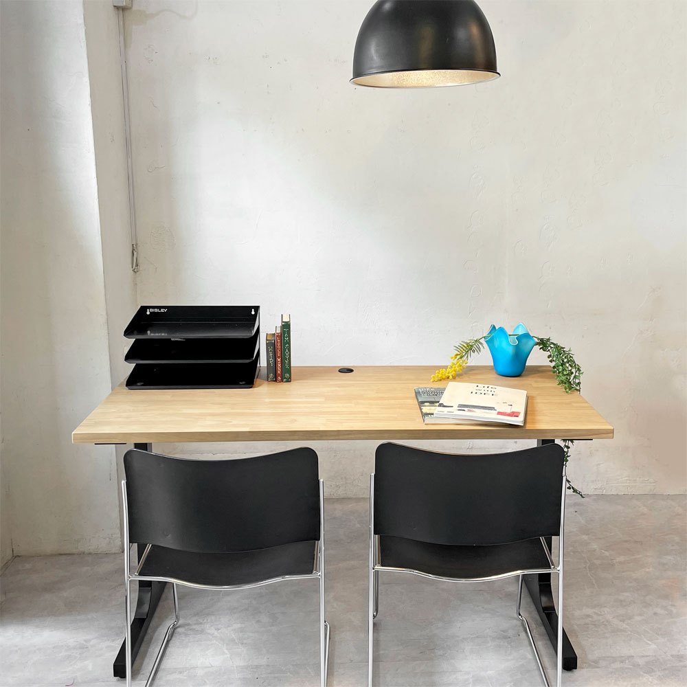 かなでもの KANADEMONO ザ・テーブル THE TABLE デスク ダイニングテーブル ラバーウッドA Iライン脚 モダン 美品 ★