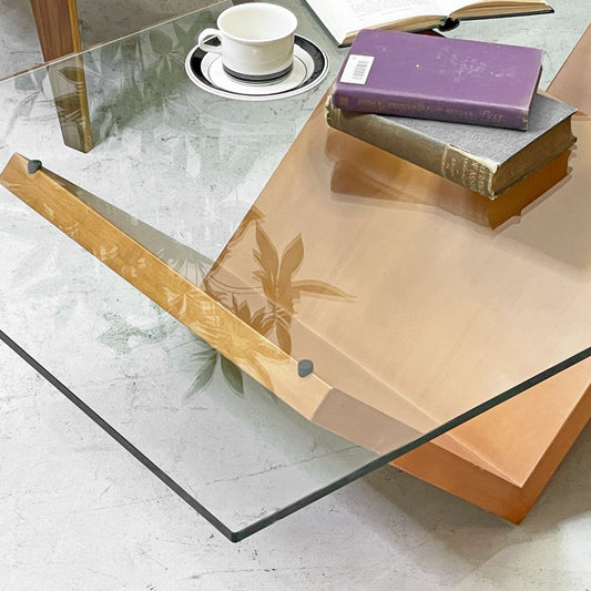 アルフレックス arflex モンターニャ MONTAGNA センターテーブル ローテーブル ガラストップ チェリー材 W150cm 川崎文男 モダンデザイン ●