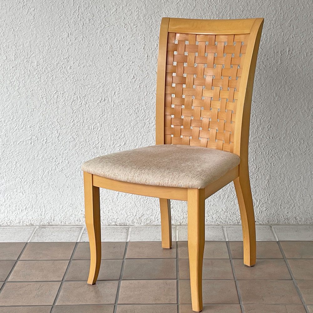 カリガリス Calligaris ダイニングチェア ハイバック ビーチ材 編み込み ファブリック ナチュラルモダン B ◇