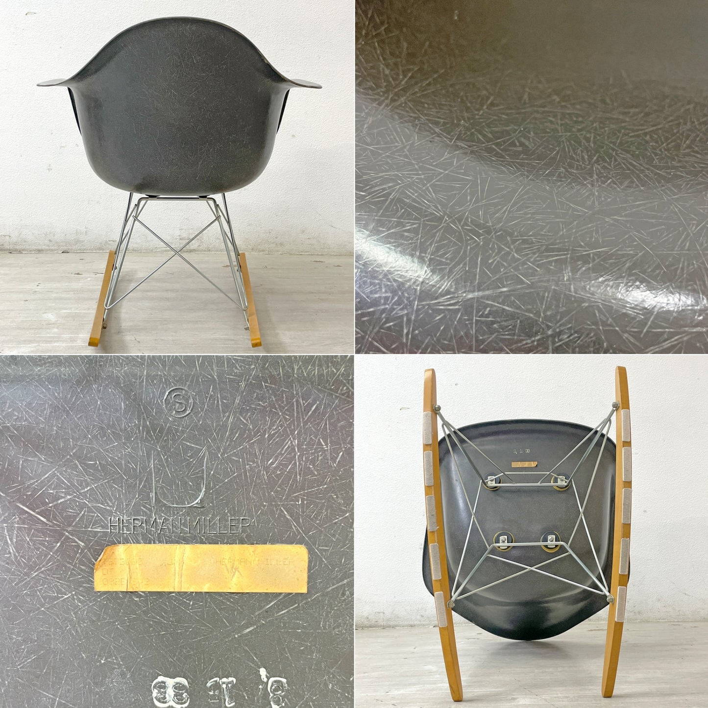 ハーマンミラー Herman Miller アームシェルチェア セカンド 2nd エレファントハイドグレー ロッカーベース イームズ ミッドセンチュリー ●