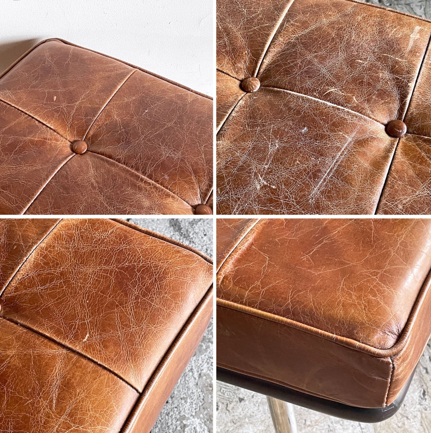 バルセロナベンチ Barcelona Bench 本革 ブラウン W200cm ミース・ファン・デル・ローエ Mies Van Der Rohe リプロダクト ■