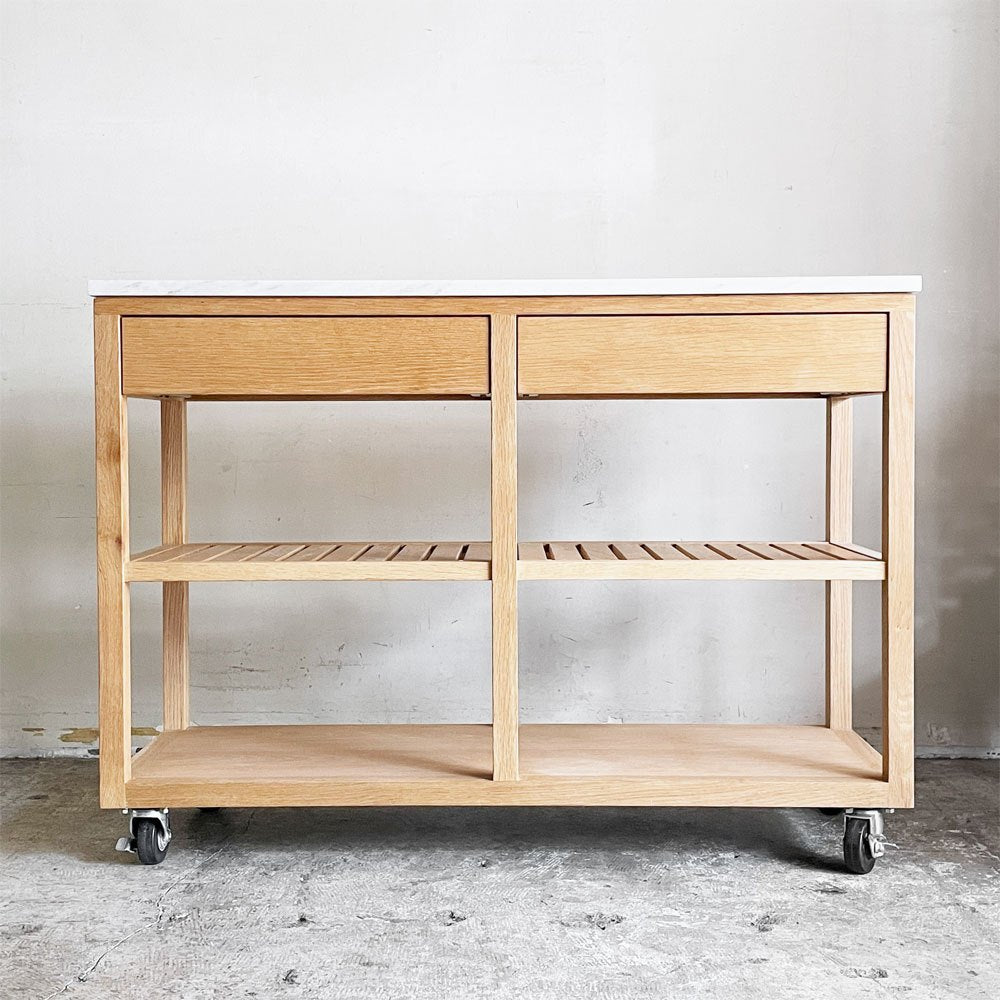 ザ・コンランショップ THE CONRAN SHOP オーク材 X マーブルトップ キッチンカウンター キッチンワゴン 大理石天板 2ドロワー キャスター ■