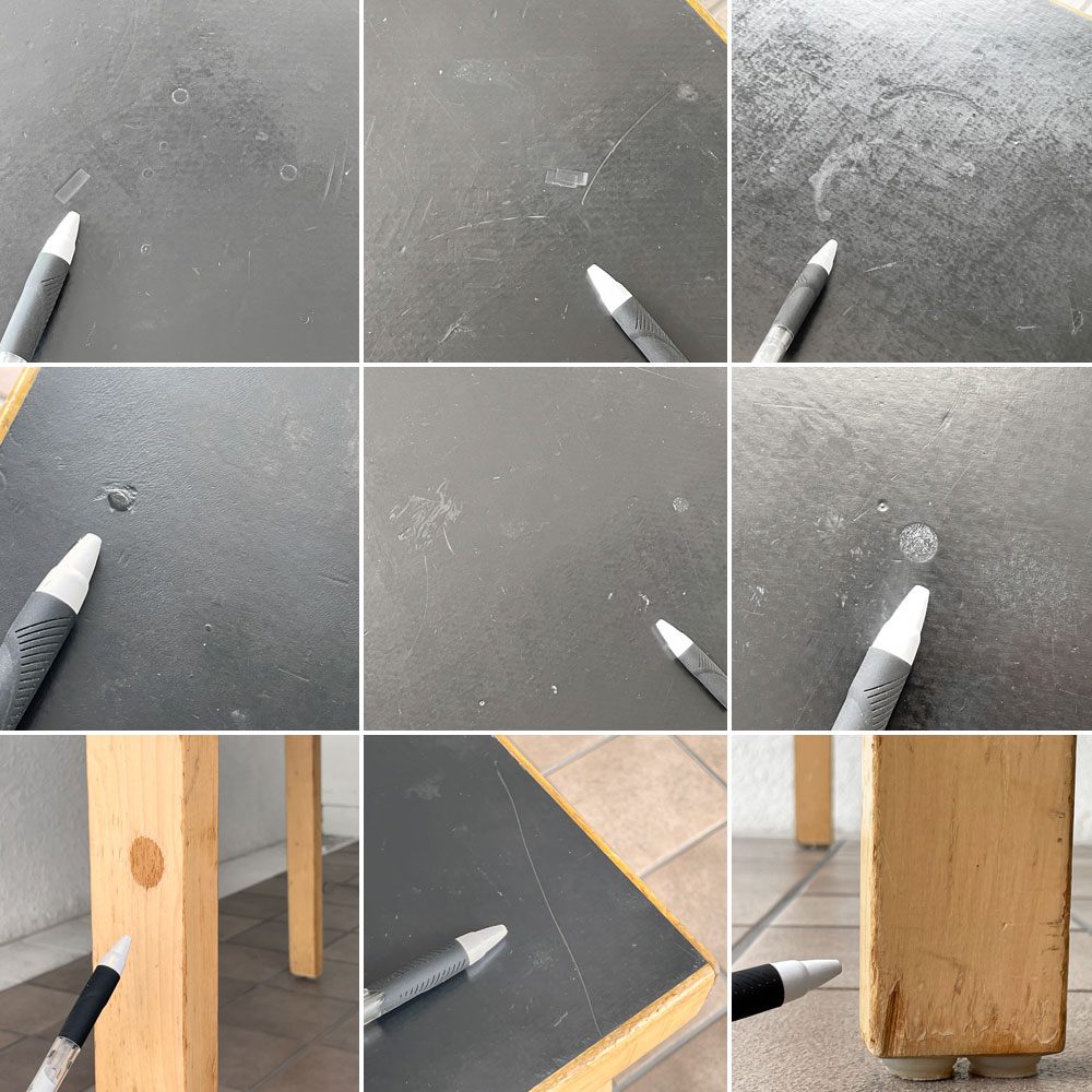アルテック artek テーブル 80A TABLE 80A ダイニングテーブル デスク ブラックリノリウム ビンテージ アルヴァ・アアルト フィンランド 北欧 ビンテージ ◇
