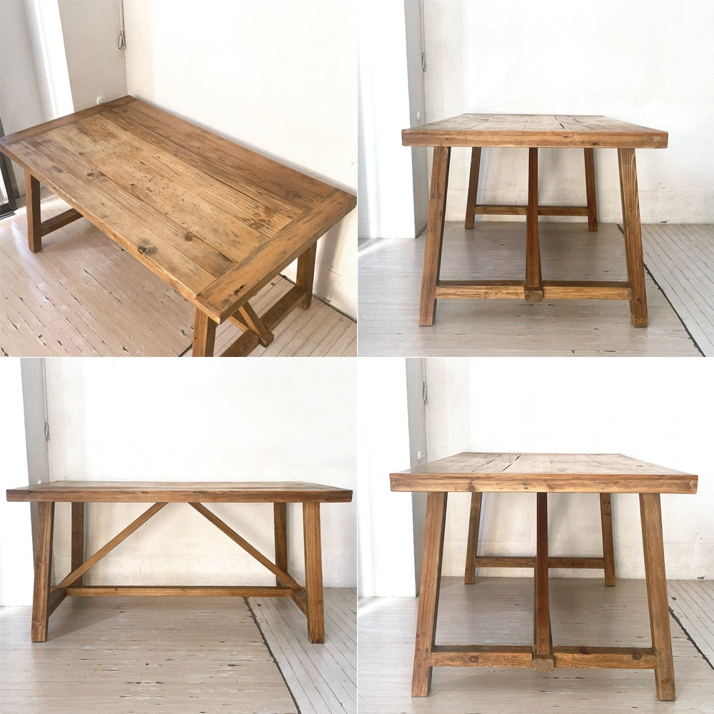 プールアニック Pourannick オールドデッキテーブル old deck table パイン古材×杉古材 ダイニングテーブル ★