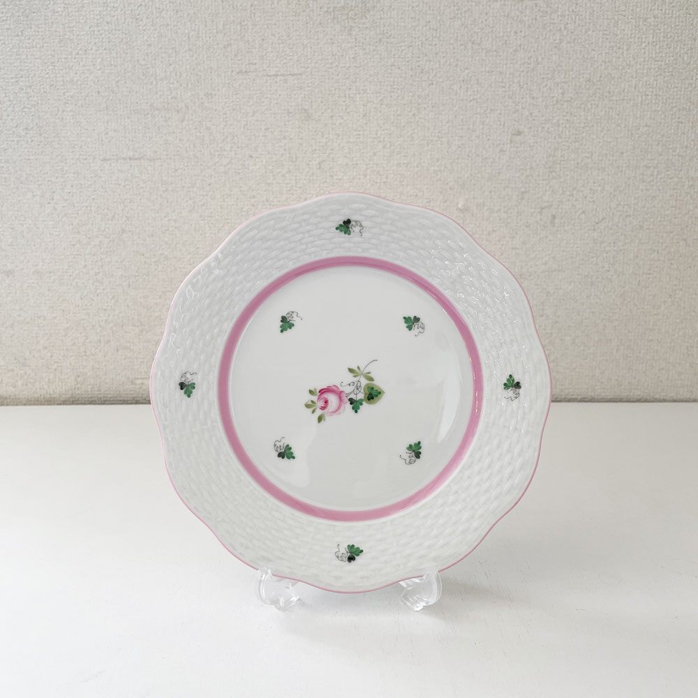 ヘレンド HEREND ウィーンの薔薇 デザートプレート 19cm ピンク 陶器 ハンガリー 定価￥26,400- A ◎
