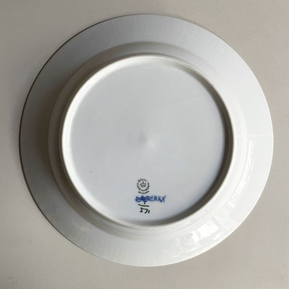 ロイヤルコペンハーゲン ROYAL COPENHAGEN ブルーフルーテッド ハーフレース ディーププレート 25.5cm 深皿 丸皿 陶器 北欧食器 廃番 美品 F ♪