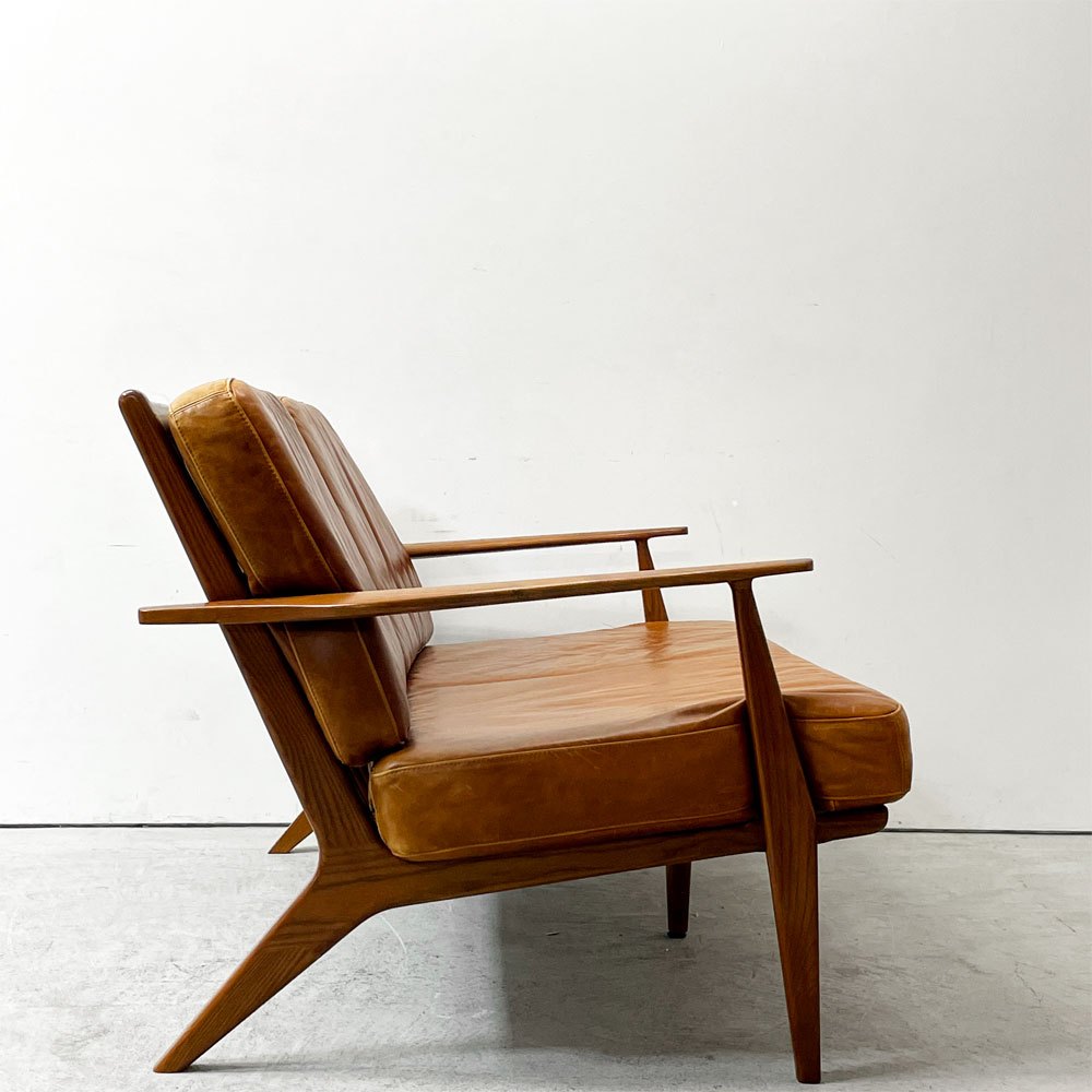 アクメファニチャー ACME Furniture デルマー ソファ 2シーター DELMAR SOFA 2-Seater 2Pソファ レザー張り ブラウン アッシュ材 廃番 ●