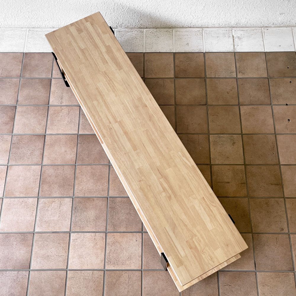 かなでもの KANADEMONO THE TV BOARD LOW TABLE ラバーウッド無垢材 × Black Steel W160cm ナチュラル 定価￥55,900- ◇