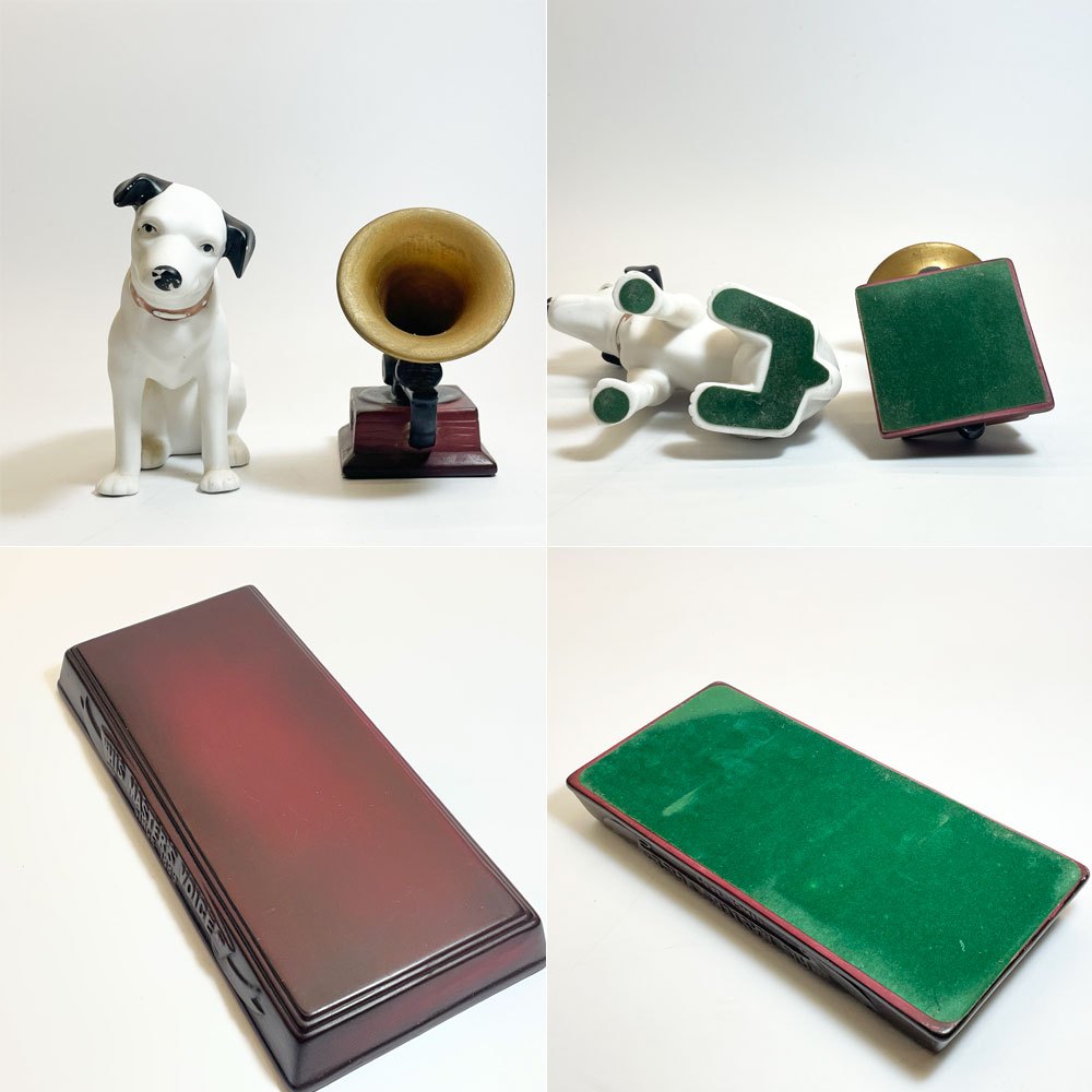 ビクター Victor ビクター犬 ニッパー君 蓄音機 台座付き フィギュリン オブジェ 置物 昭和レトロ ★