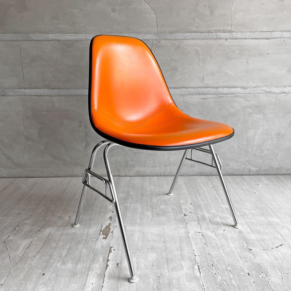 ハーマンミラー Herman Miller 2ndビンテージ サイドシェルチェア ナウガレザー FRP スタッキングベース イームズ ♪