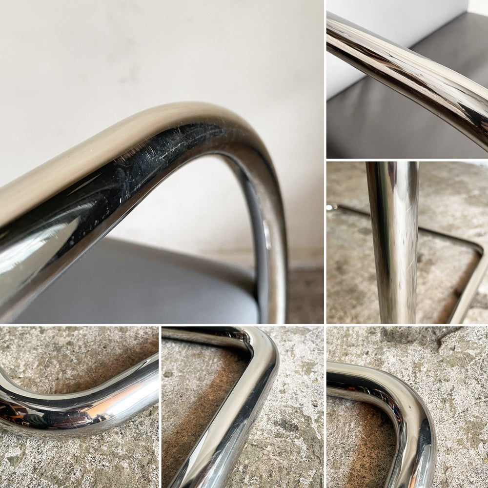 ノル ノール Knoll ブルーノ brno アームチェア チューブラー 合皮レザー グレー系カラー ミースファンデルローエ カンチレバー ■