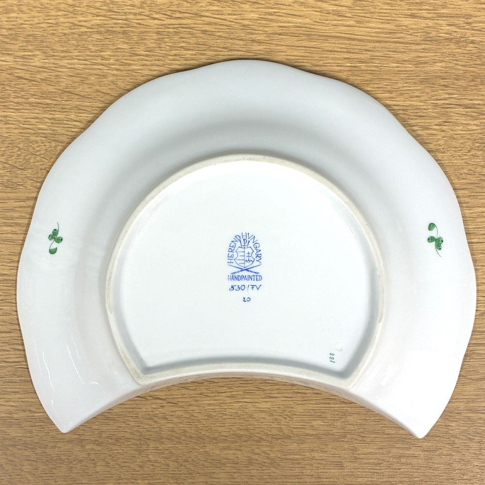 ヘレンド HEREND インドの華 三日月型プレート クレセントディッシュ ハンドペイント 白磁 6枚セット ハンガリー ◎