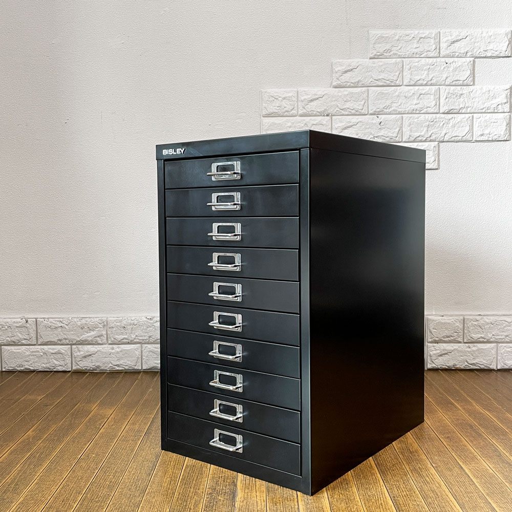 ビスレー BISLEY ベーシック BASICシリーズ BA3/10 A3 キャビネット デスクワゴン 抽斗10杯 ブラック オフィス家具 英国 ◎