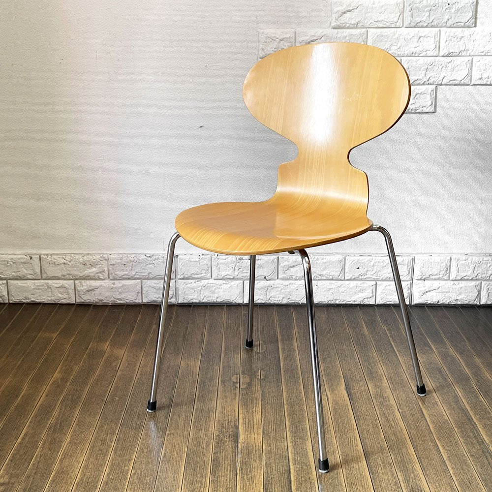 フリッツハンセン Fritz Hansen 3101 アリンコチェア アントチェア 4本脚 ナチュラルビーチ ラッカー仕上げ フェルトグライズ アルネ・ヤコブセン B ◎