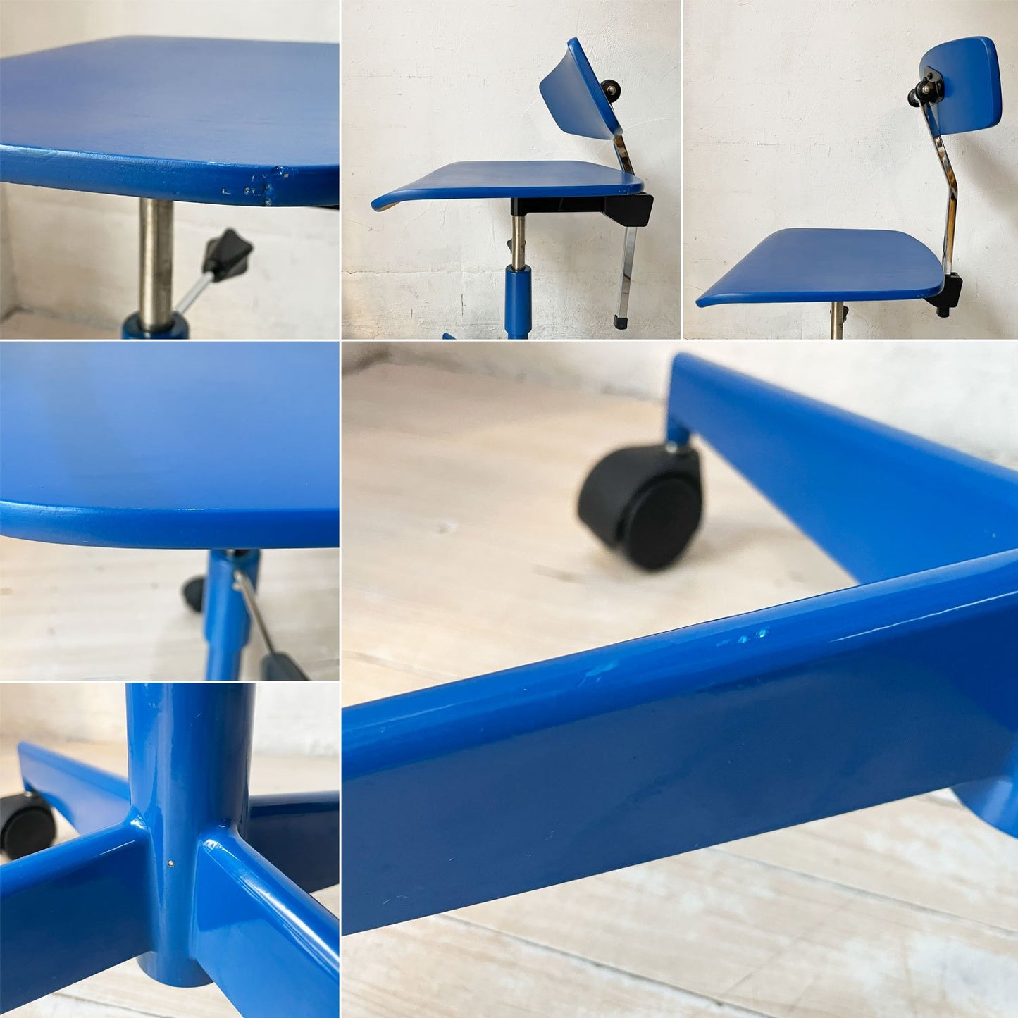 ラボファ Labofa デスクチェア オフィスチェア プライウッド ブルー ダブルホイール 高さ調整可 デンマーク製 北欧家具 ★