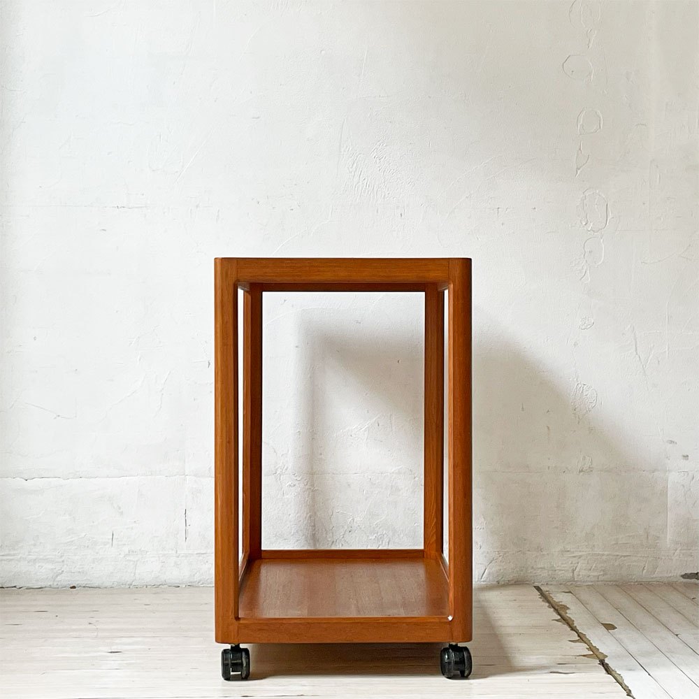 ジャパンビンテージ Japan Vintage チーク材 キッチンワゴン トローリーワゴン ディスプレイラック 2段 キャスター付 北欧スタイル ★