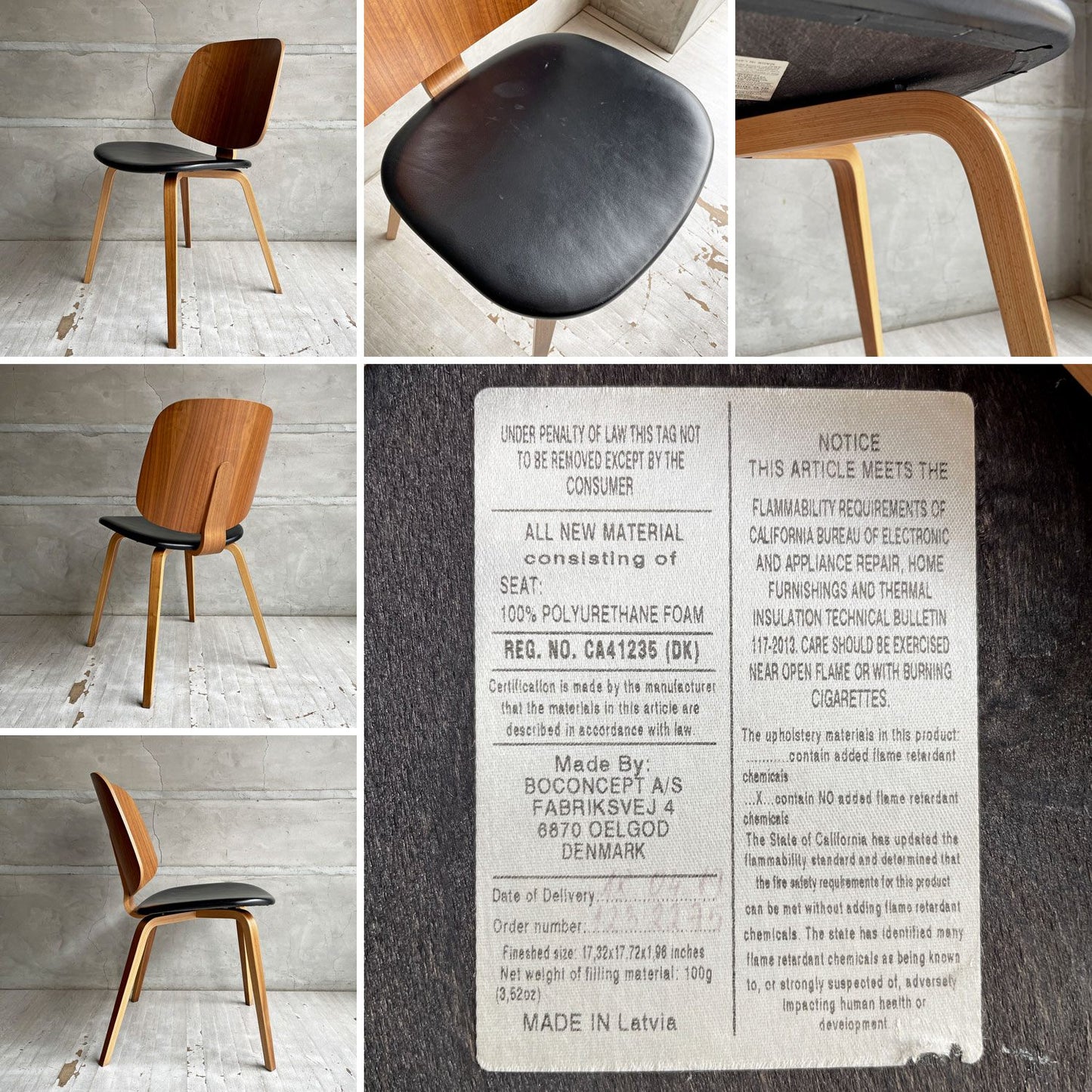 ボーコンセプト BoConcept オーフス Aarhus ダイニングチェア ウォールナット材 プライウッド PVCレザー デンマーク 北欧モダン 廃番 A ♪