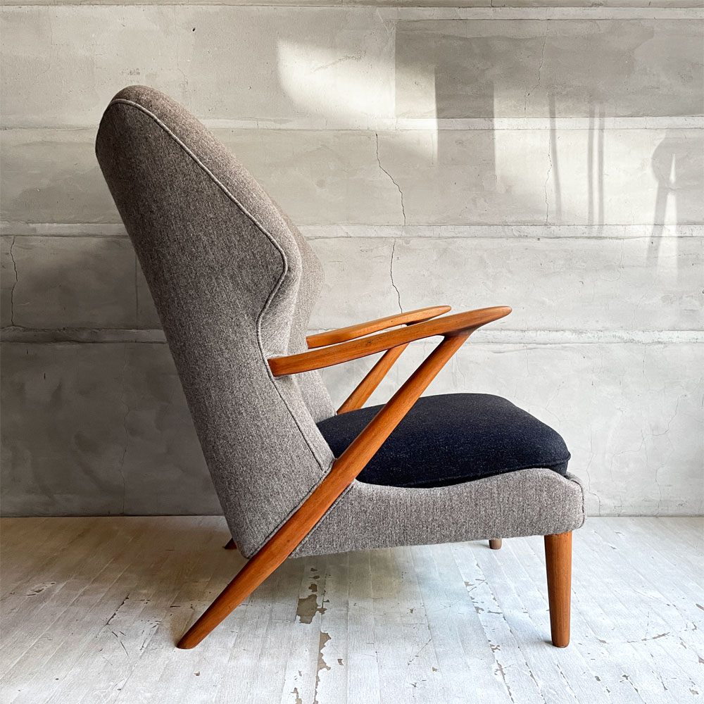 Slagelse Møbelværk カート オルセン Kurt Olsen モデル221 ラウンジチェア &オットマン 北欧ビンテージ ♪