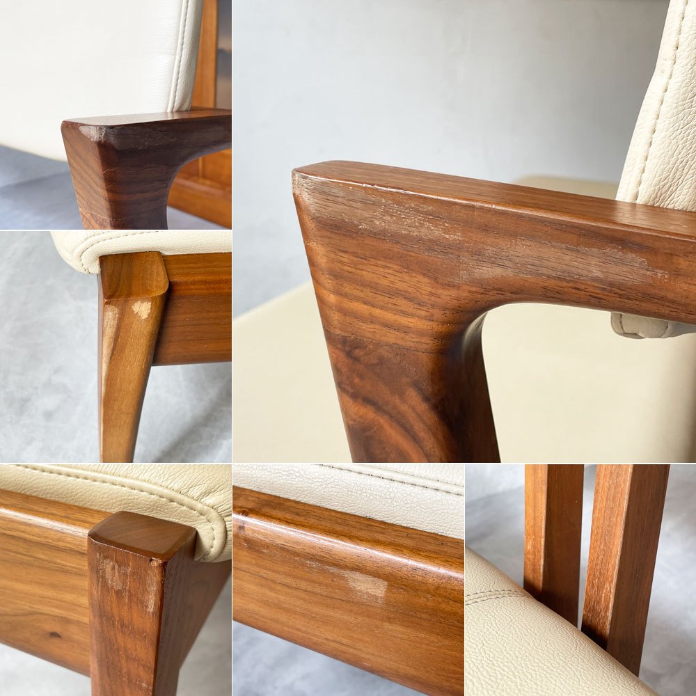 富士ファニチア FUJI FURNITURE コティ Koti 背付2人掛けベンチ W140cm ウォールナット材 レザー 北欧デザイン 参考価格￥180.400- ★