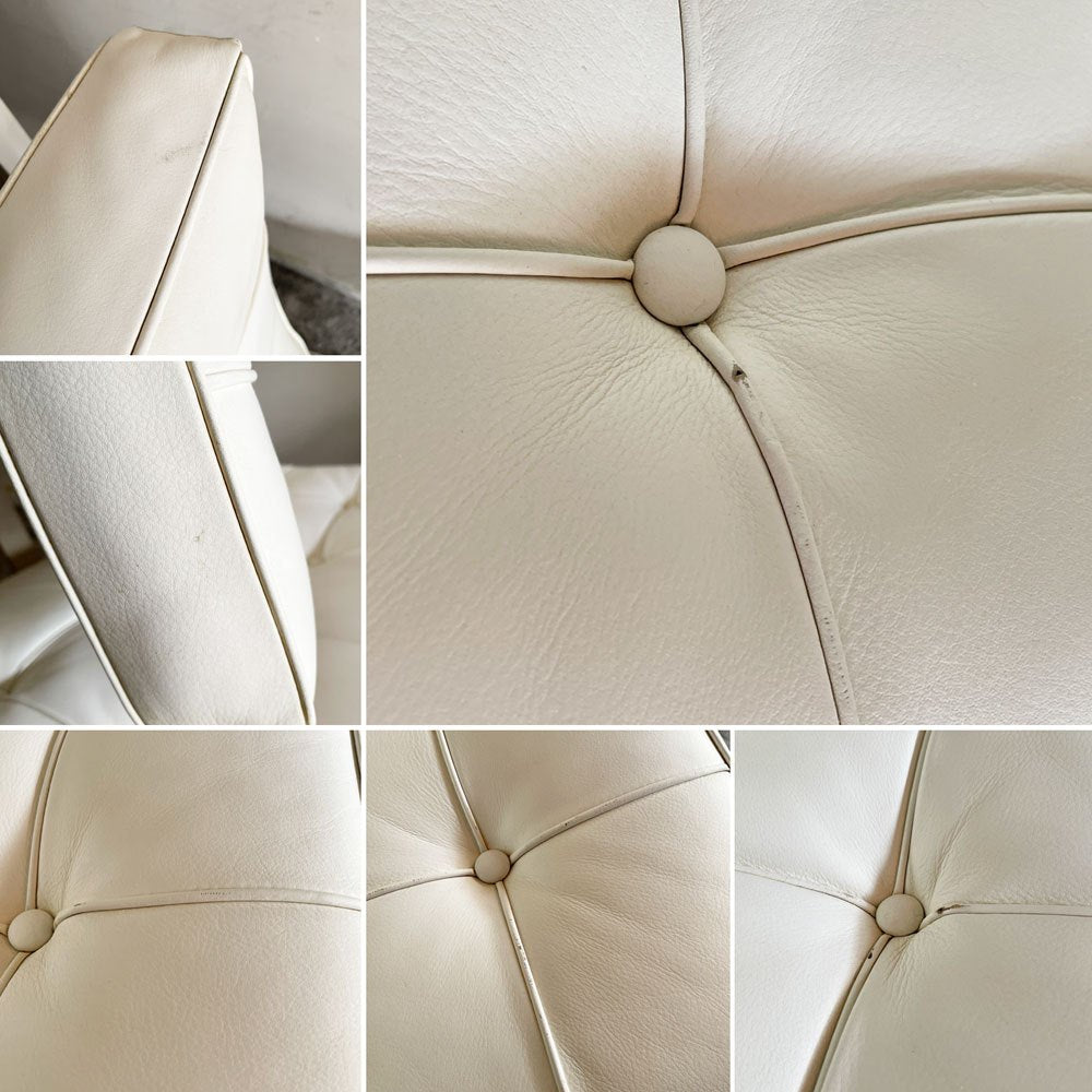 バルセロナチェア Barcelona Chair 1シーター レザー ホワイト リプロダクト品 1シーターソファ ミース・ファン・デル・ローエ モダンデザイン ■