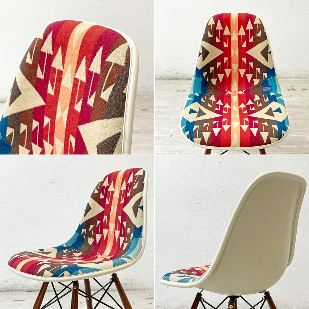 メイドバイセブン リユース MADE BY SEVEN REUSE ペンドルトン PENDLETON × ハーマンミラー Herman Mille サイドシェルチェア Big Thunder Scarlet FRP製 ドゥエルレッグベース C&R イームズ ミッドセンチュリー ●