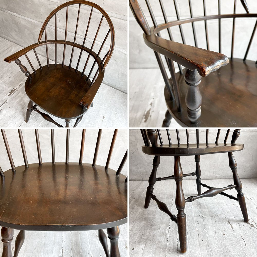 USビンテージ ウィンザーチェア No.40 木製肘付き椅子 アームチェア ダイニングチェア クラシカルデザイン Leavens社製 アメリカ♪