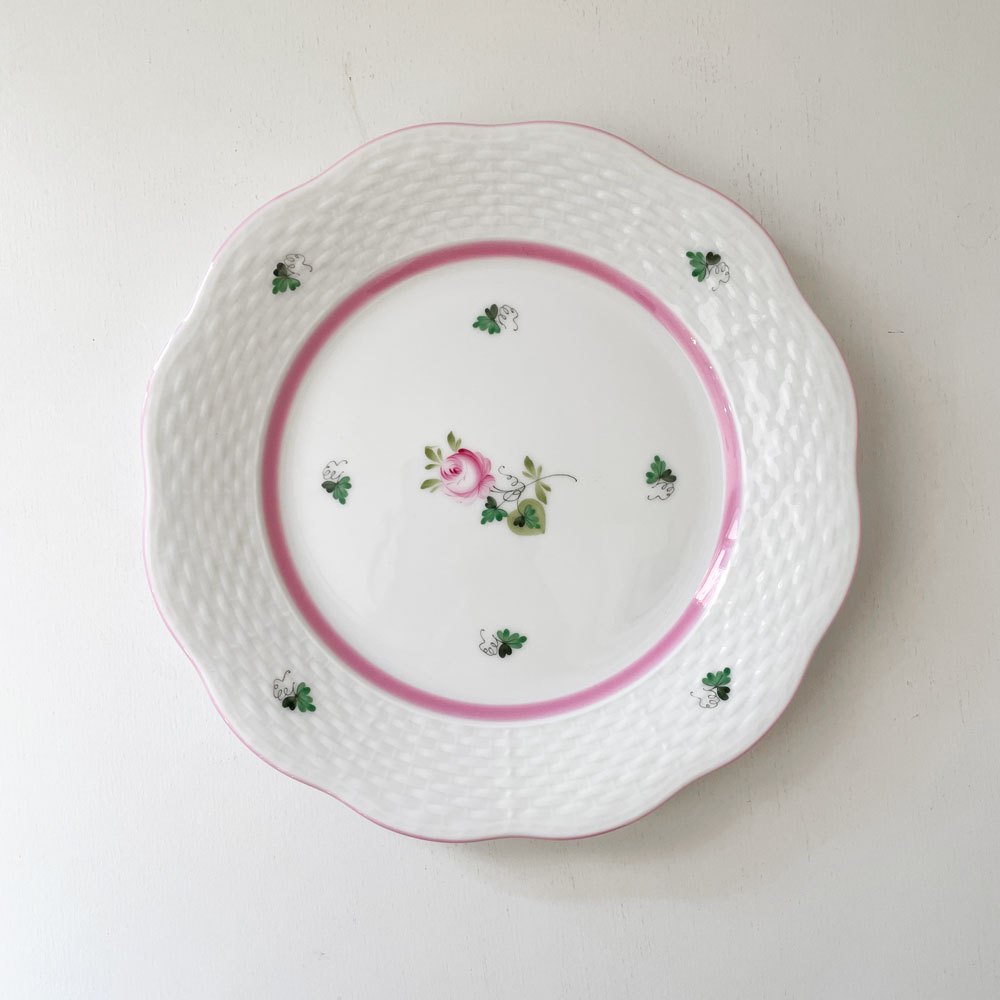 ヘレンド HEREND ウィーンの薔薇 デザートプレート 19cm ピンク 陶器 ハンガリー 定価￥26,400- B ◎