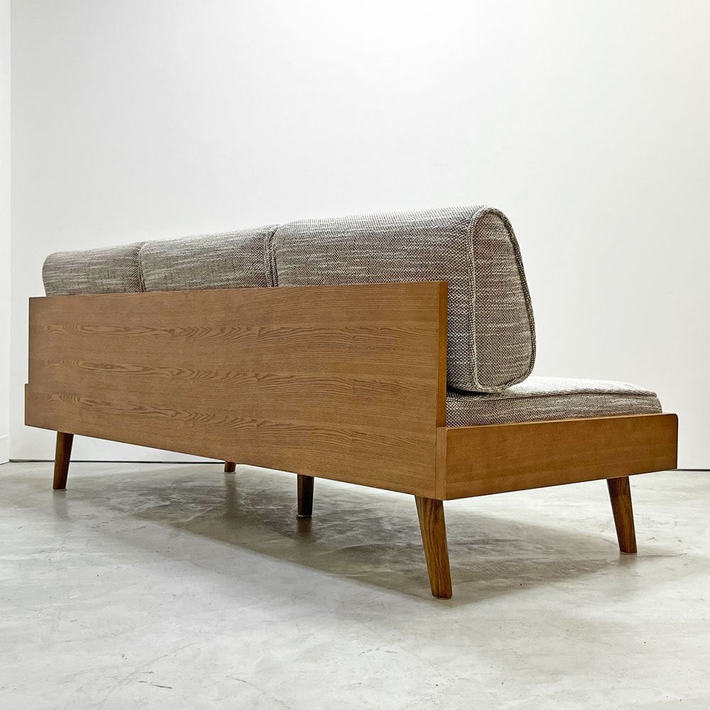 ウニコ unico アルベロ ALBERO 3Pソファ カバーリング チークカラーフレーム ベージュファブリック 北欧ビンテージスタイル ●