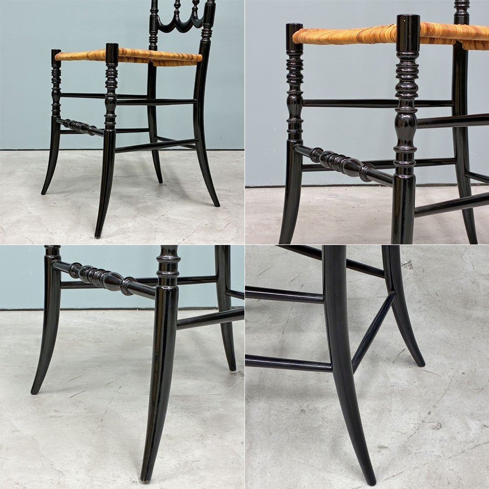 フラテッリ・レヴァッジ Fratelli Levaggi キアヴァリチェア CHIAVARI chair トレ・アルキ ラタンシート ブラック イタリア ◎
