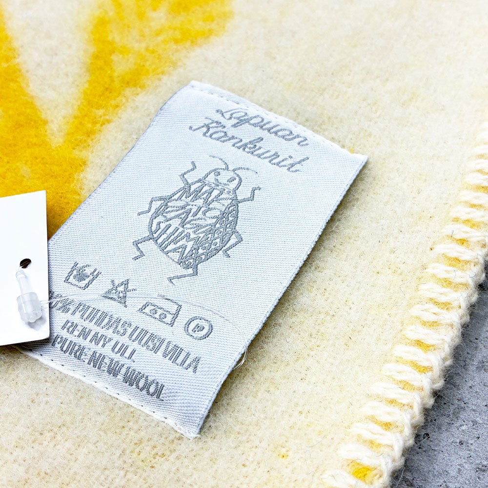 ラプアンカンクリ LAPUAN KANKURIT × 鹿児島睦 ヴィリクッカ VILLIKUKKA ウールブランケット イエロー 90×130cm 未使用品 ◎