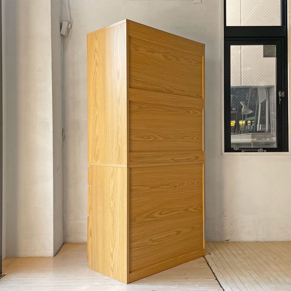 無印良品 MUJI オーク材 カップボード キッチンボード 食器棚 キャビネット 引き戸タイプ ★