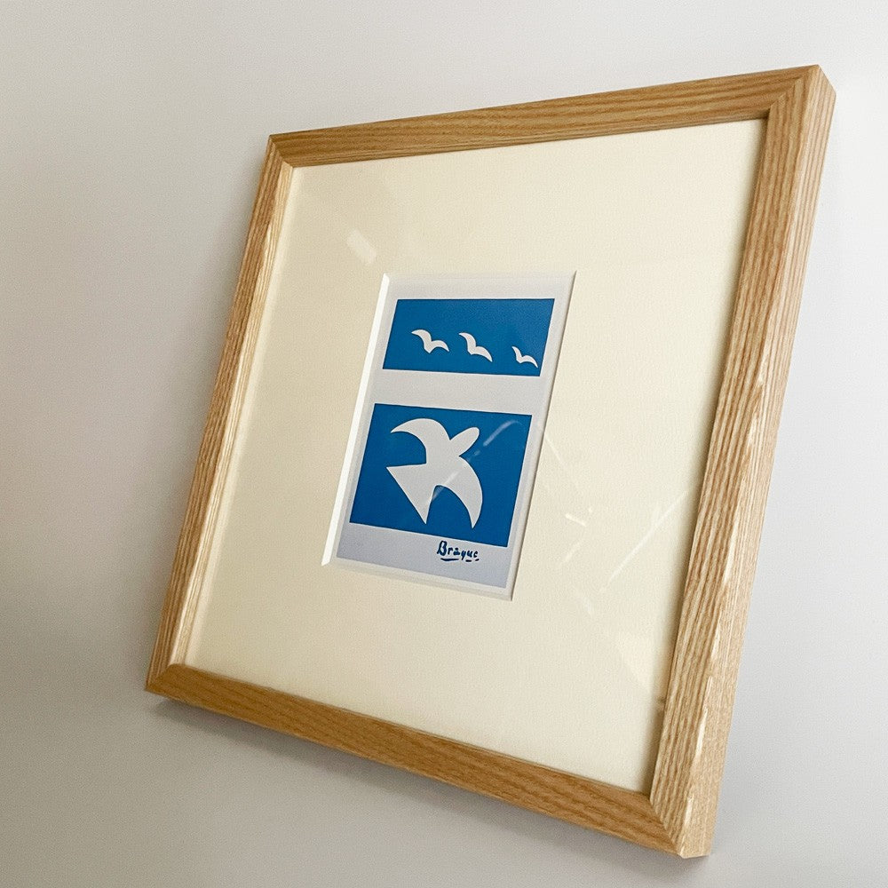 ジョルジュ ブラック Georges Braque 鳥 ポスター 額装品 アートフレーム 27×27cm ナチュラル  ■