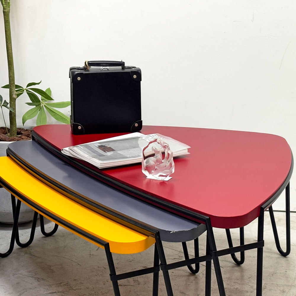 カッシーナ Cassina 519 PETALO ペタロ ローテーブル ネストテーブル 3pcs Red x Glay x Yellow シャルロット・ペリアン Charlotte Perriand ●