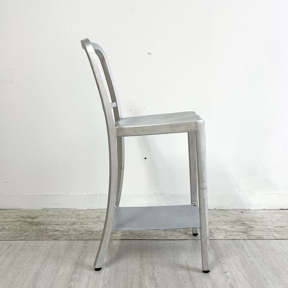 ネイビーバースツール Navy BarStool カウンターチェア リプロダクト アルミニウム インダストリアル デザイン 脚部カット品 H94cm A ●