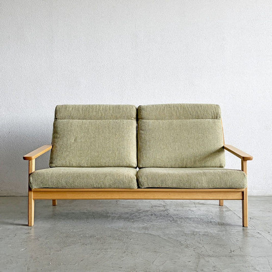 イバタインテリア Ibata interior リファクション Rifaction リーフ Leaf 3 2Pソファ OILL-902 オーク無垢材 グリーン系ファブリック 飛騨家具 廃番 〓