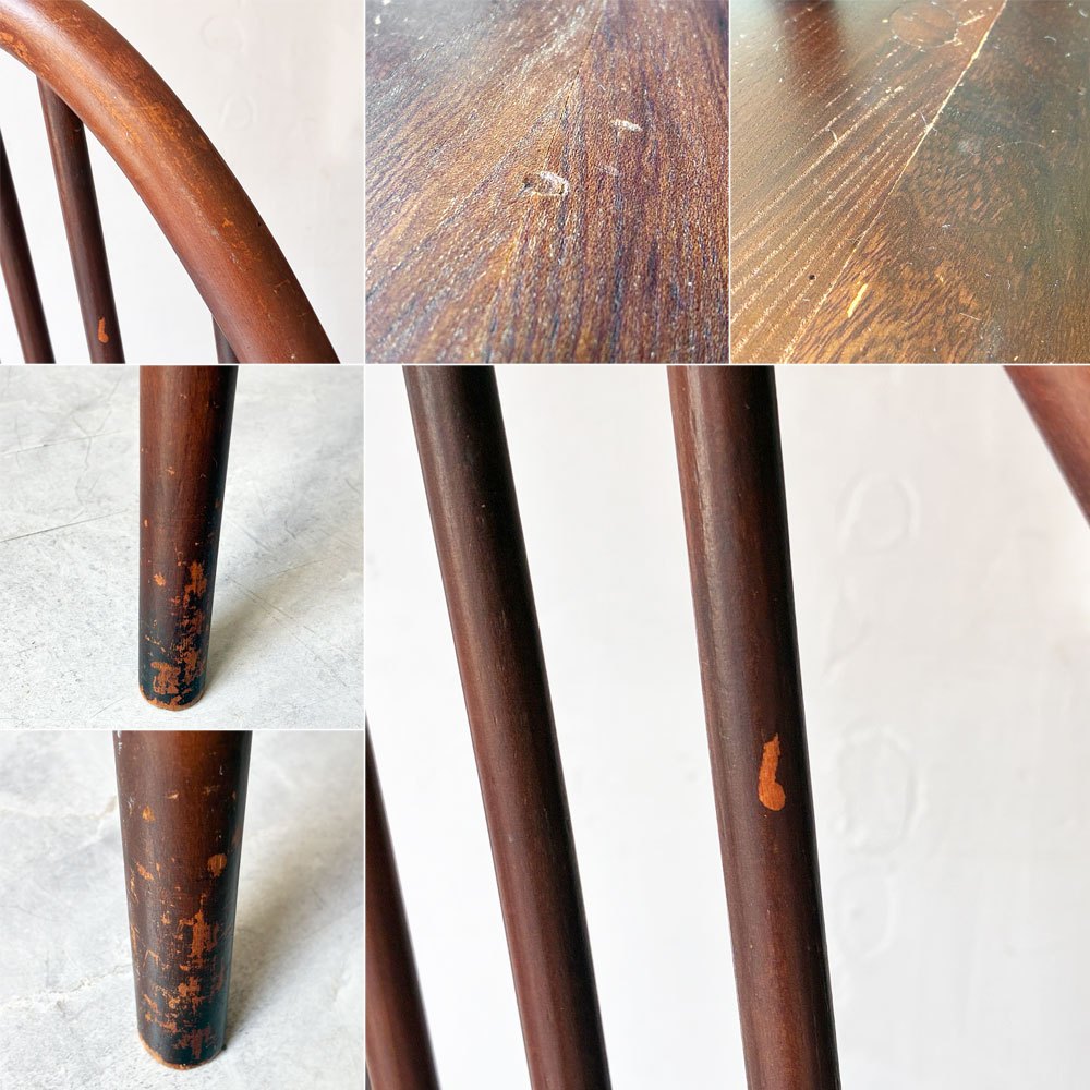 アーコール Ercol クエーカーチェア ダイニングチェア ハイバック オールドコロニアル ブラウン エルム材 × ビーチ材 UKビンテージ 英国家具 ★