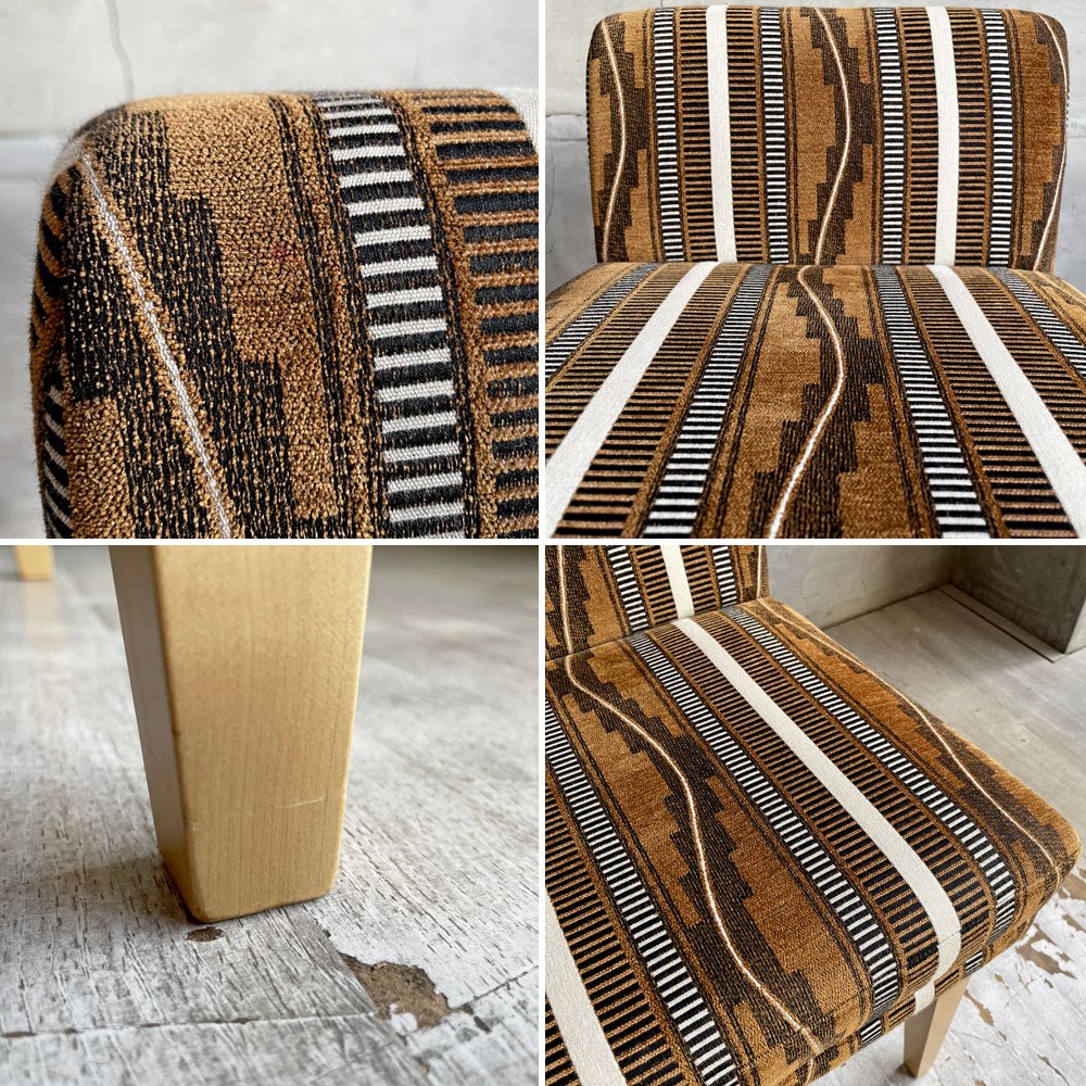 イデー IDEE ローバックチェア LOW BACK CHAIR ダイニングチェア メープル材 ミッドセンチュリーテイスト 受注生産品 廃番生地 希少 ♪