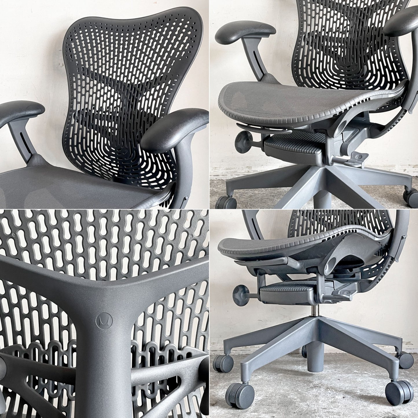 ハーマンミラー Herman Miller ミラ2チェア Mirra2 オフィスチェア デスクチェア ブラック×グラファイトカラー メッシュシート スタジオ7.5 ■