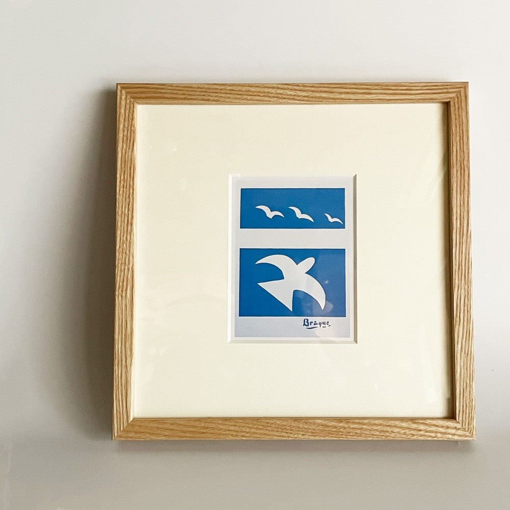 ジョルジュ ブラック Georges Braque 鳥 ポスター 額装品 アートフレーム 27×27cm ナチュラル  ■