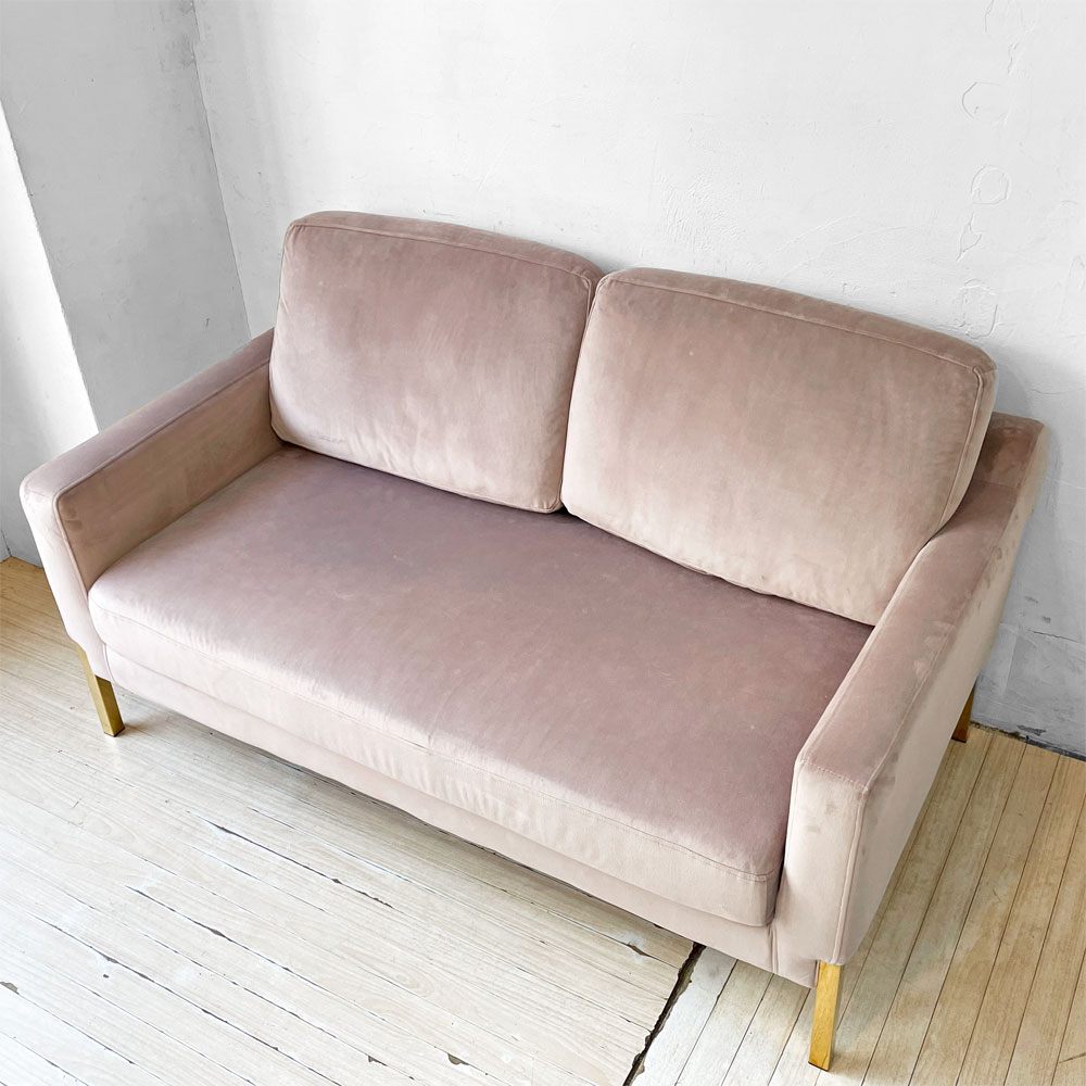 フランフラン Francfranc スプランソファ 2シーター ソファ クッション付 ピンク 定価\59,000- ★