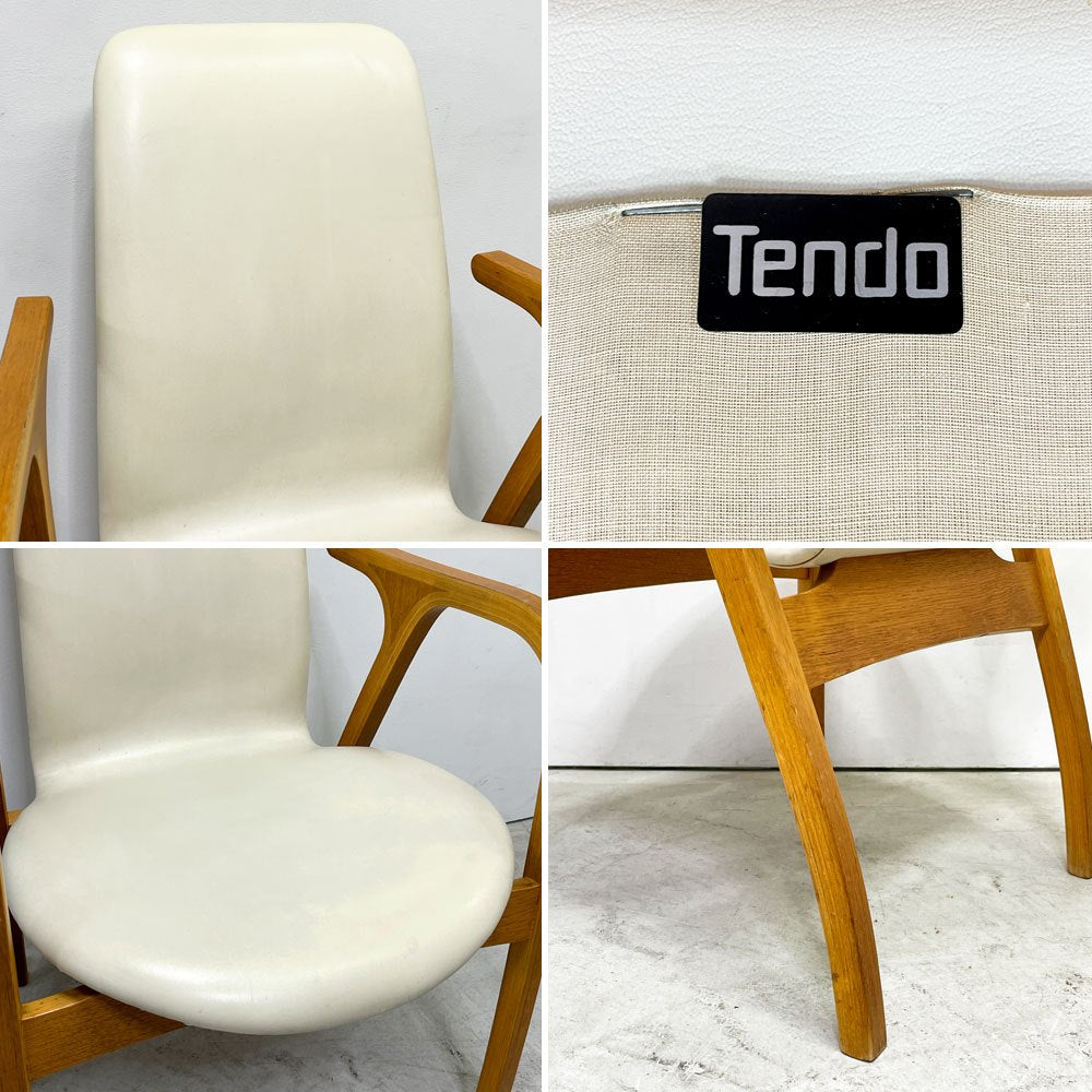 天童木工 TENDO アントラー Antler アームチェア ダイニングチェア チーク材 PVCレザー 坂倉準三建築研究所 ビンテージ 現状品 A ●