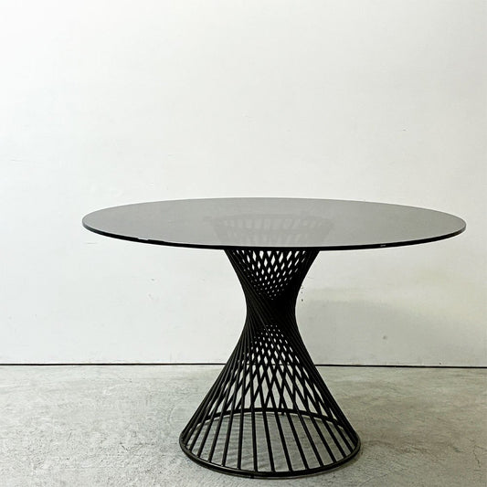 カリガリス calligaris ヴォルテックス ラウンドテーブル VORTEX Round table ダイニングテーブル スモークガラス天板×マットブロンズベース Φ120cm イタリアモダン 定価 ¥237,600- ●