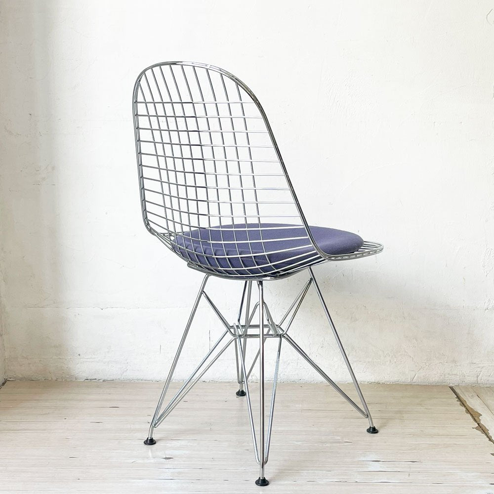 ヴィトラ vitra ワイヤーチェア Eames Wire Chair DKR5 エッフェルベース シートパッド付 ファブリック ブルー系 C&R イームズ ミッドセンチュリー ★