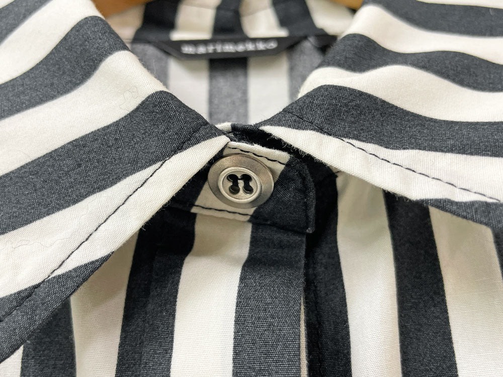 マリメッコ marimekko タサライタ ストライプ シャツワンピース Tasaraita Striped Shirt Dress 34サイズ Annika Rimala フィンランド 美品 ●