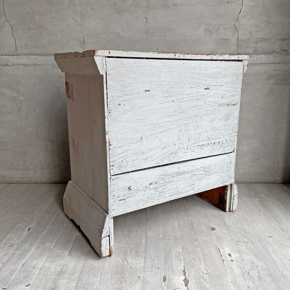ビンテージ Vintage シャビーシック 4ドロワーズ ミニチェスト ホワイトペイント 木製 無垢材 ブロカント ラスティック 店舗什器 ♪