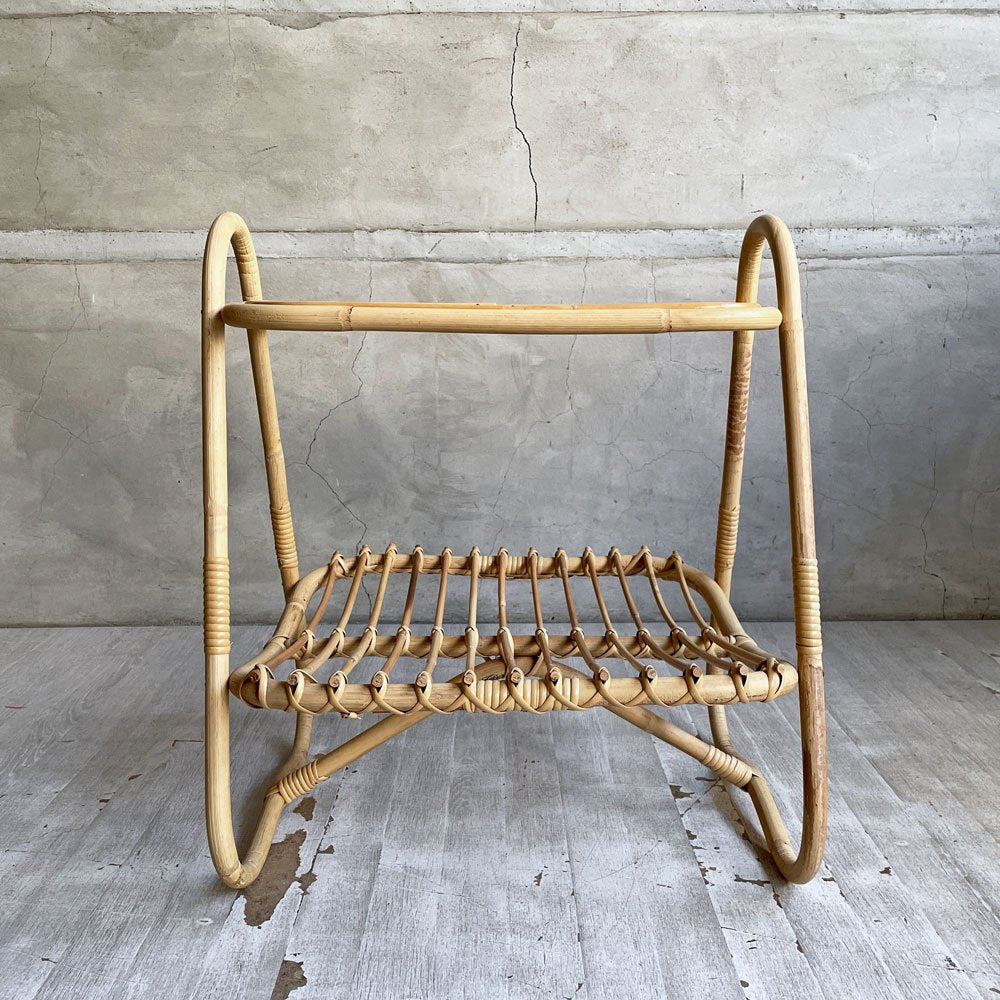 トラックファニチャー TRUCK FURNITURE RT SIDE TABLE サイドテーブル マガジンラック ラタン 籐 ガラス天板 型ガラス ♪