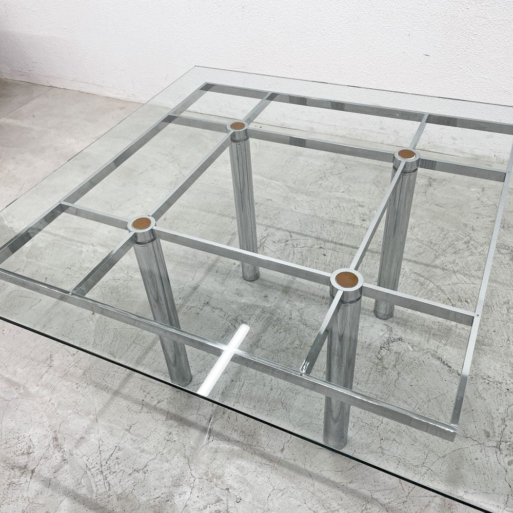 ノル Knoll アンドレ Andre Square Glass Table ダイニングテーブル ガラストップ  スクエア Tobia Scarpa モダンデザイン 〓