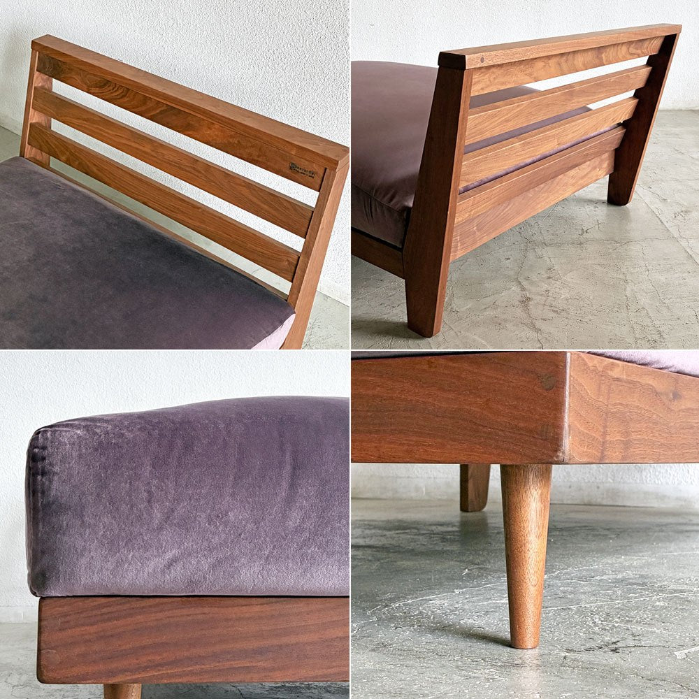 マスターウォール MASTERWAL ヘヴン HEAVEN 950 SOFA アームレスカウチ100 ソファ ファブリックシート ウォールナット無垢材 フルカバーリング アカセ木工 背もたれクッション欠品