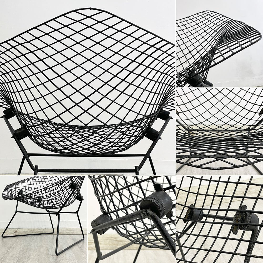 ノル Knoll ビンテージ ダイヤモンドチェア Diamond Chair ラージ ハリー ベルトイア Harry Bertoia ブラック ミッドセンチュリー 名作 ●